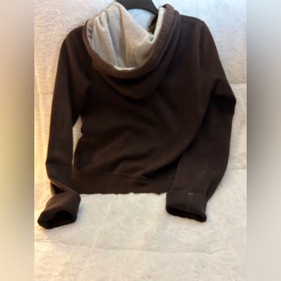 Abercrombie & Fitch brown sweat jacket size Medium with hoodie front pockets - Picture 9 of 12